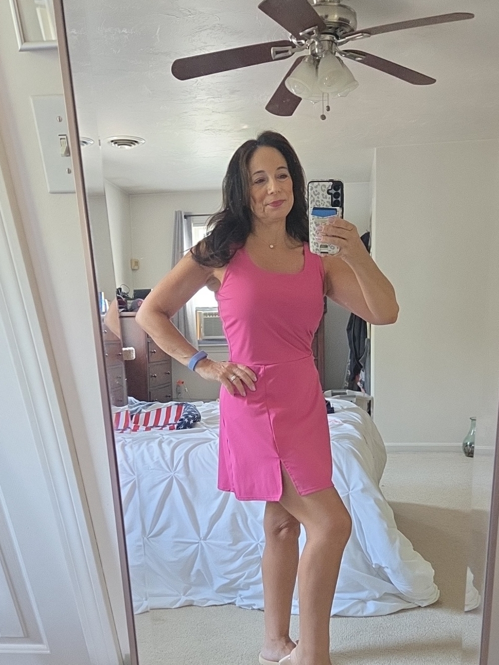 Bright Pink Sleeveless Shift Dress